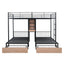 Triple Bunk Bed With Drawers, Multi-Functional Frame With Desks And Shelves In The Middle