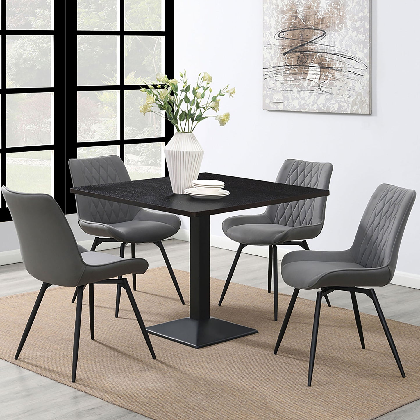 Tufted Swivel Dining Chairs (Set of 2) - Gray