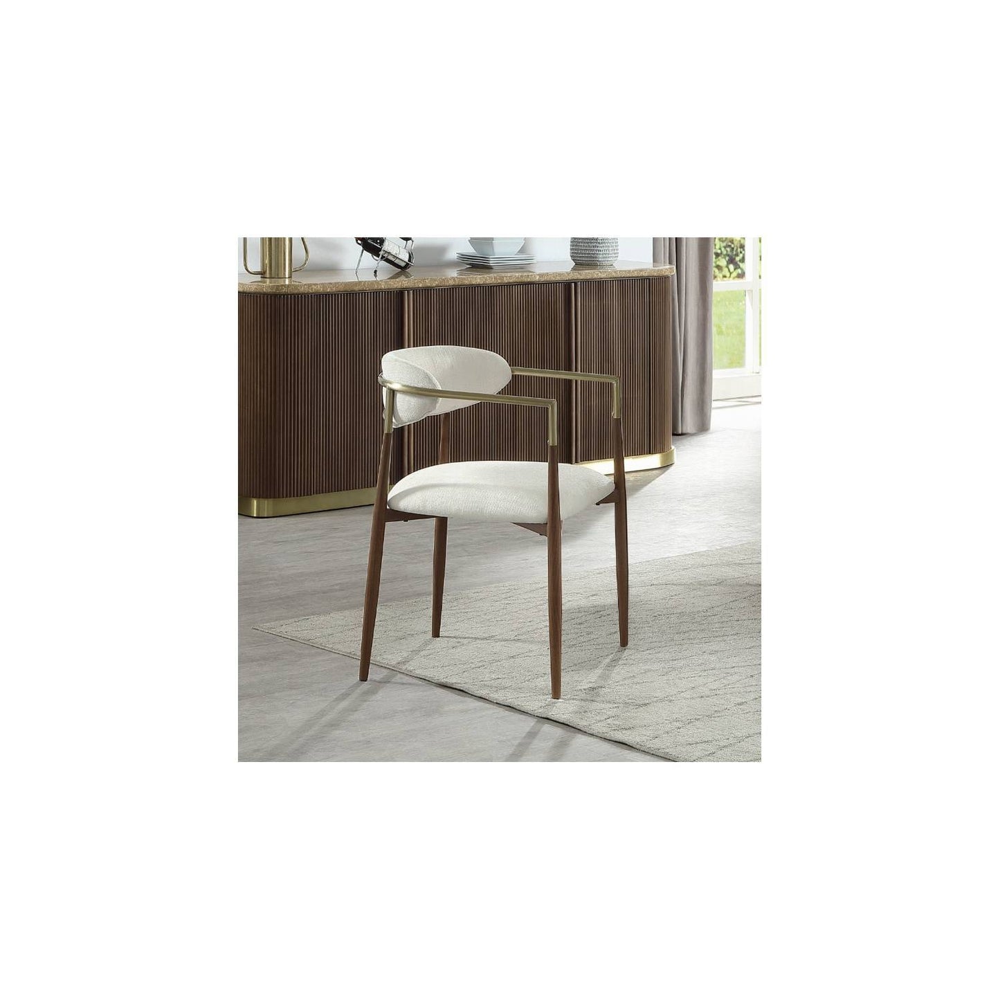 Clayten - Arm Chair (Set of 2) - Brown Oak / Off White