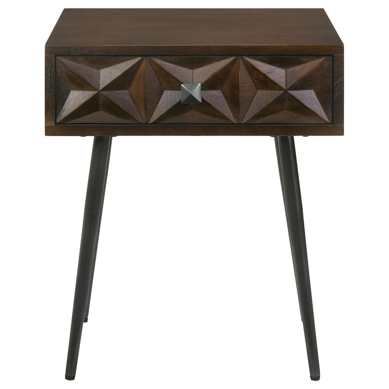 Gibson - Coffee 1 Drawer Rectangular Side Table With Angled Legs - Coffee