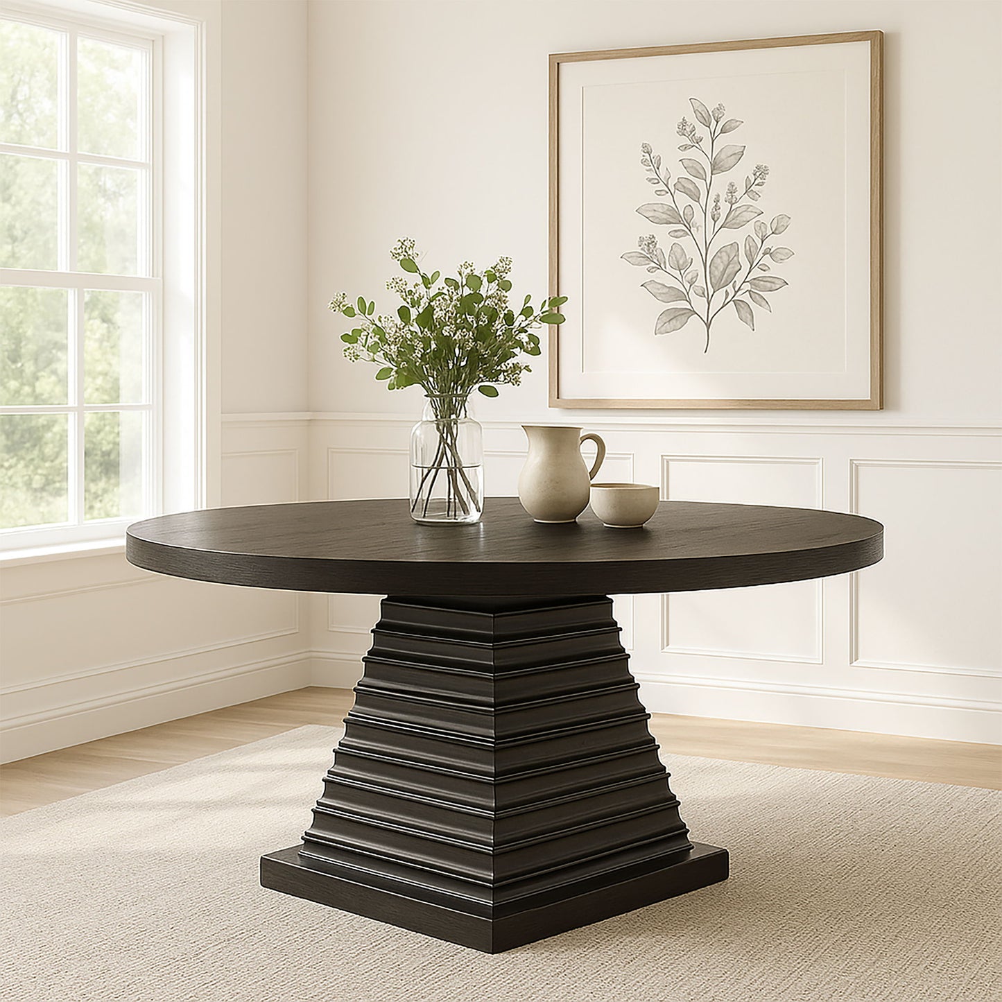 Plateau - 54" Round Dining Table - Top & Base - Dark Brown