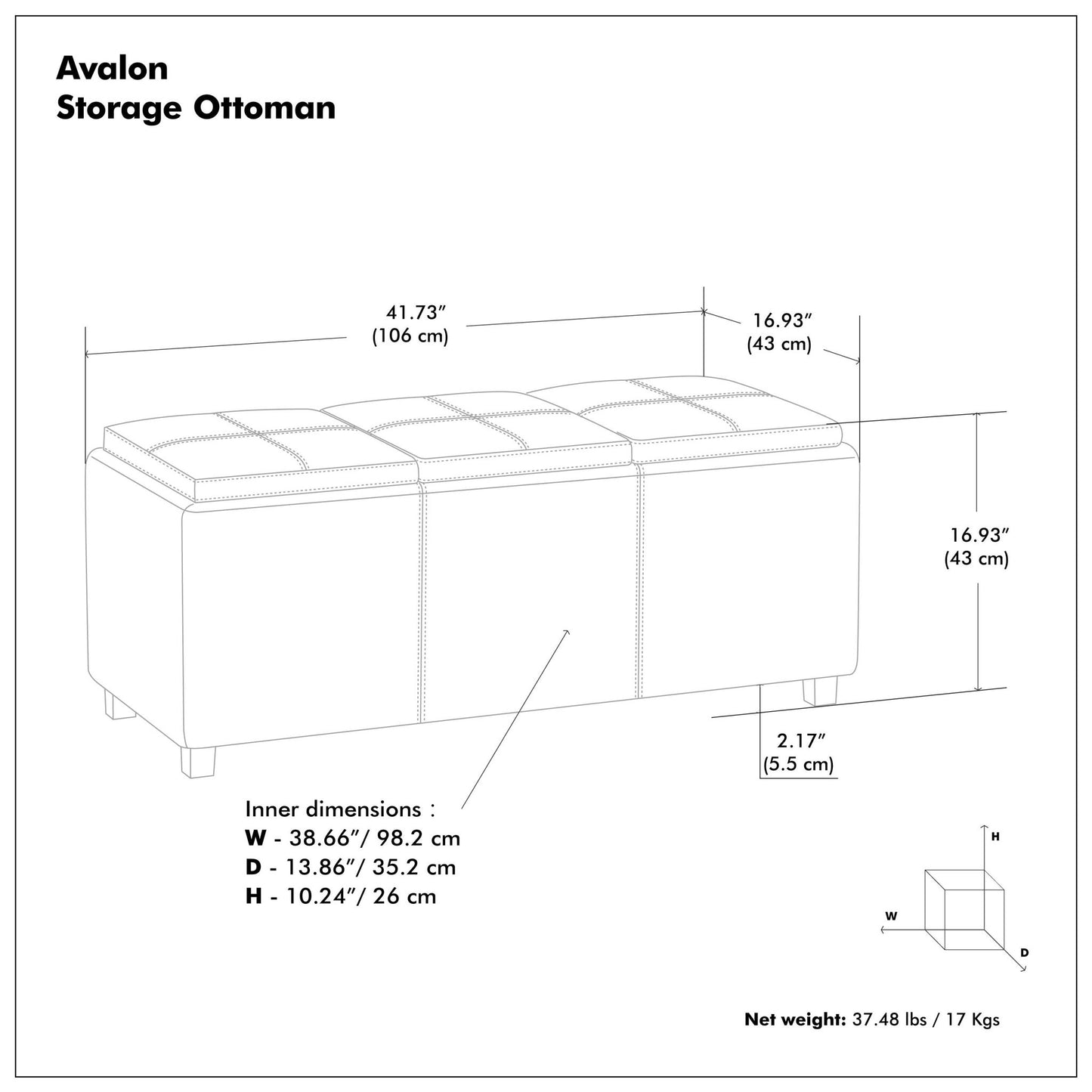 Avalon - Upholstered Storage Ottoman