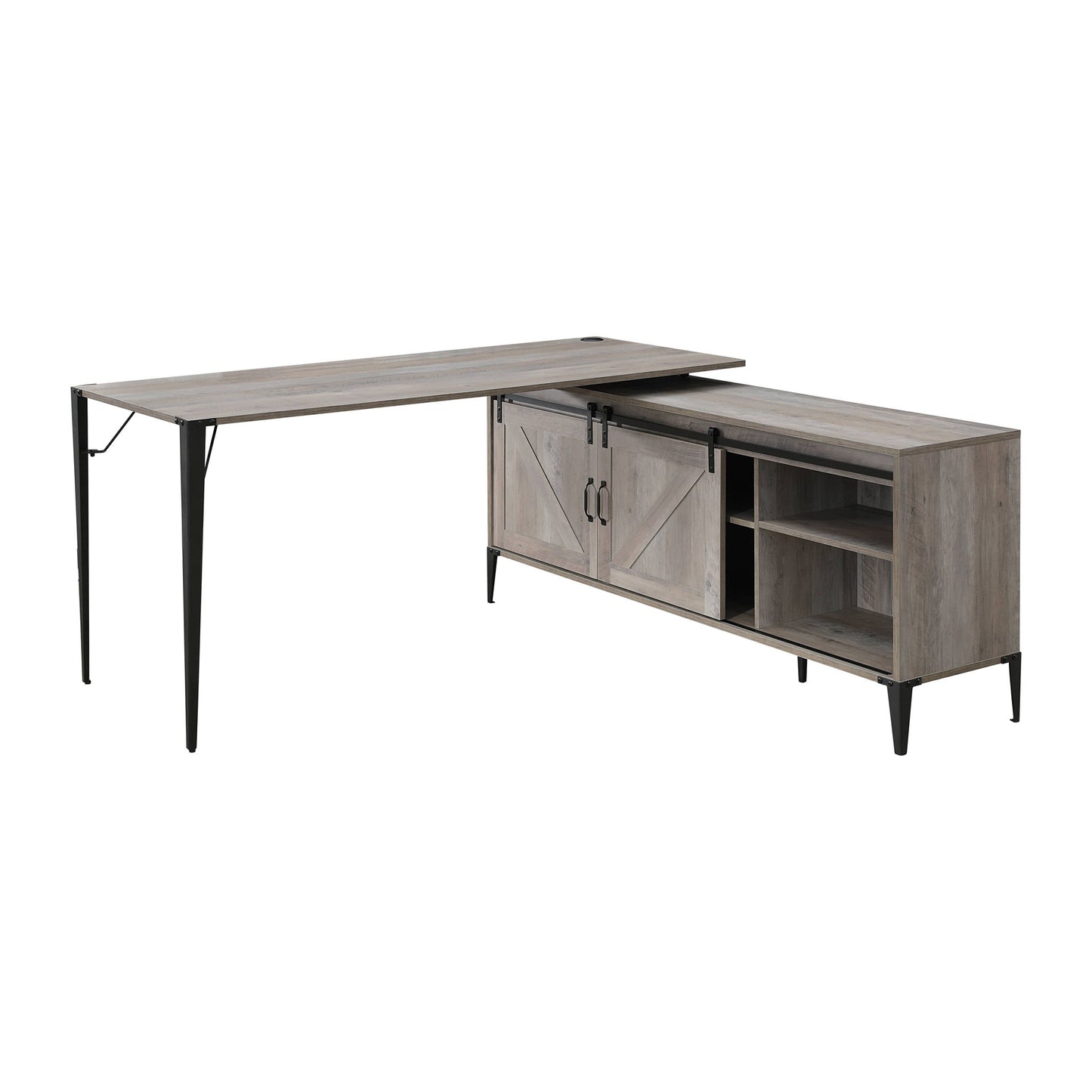 Zakawani - Writing Desk With Cabinet - Gray
