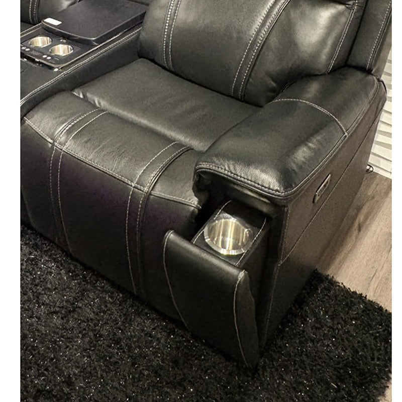 Gary - Power Recliner With Power Recline Motion, Pillow Top Arms, Hidden Cupholders - Black