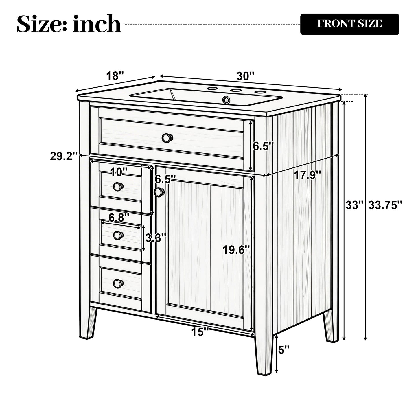 Bathroom Vanity With Sink, Soft Closing Cabinet