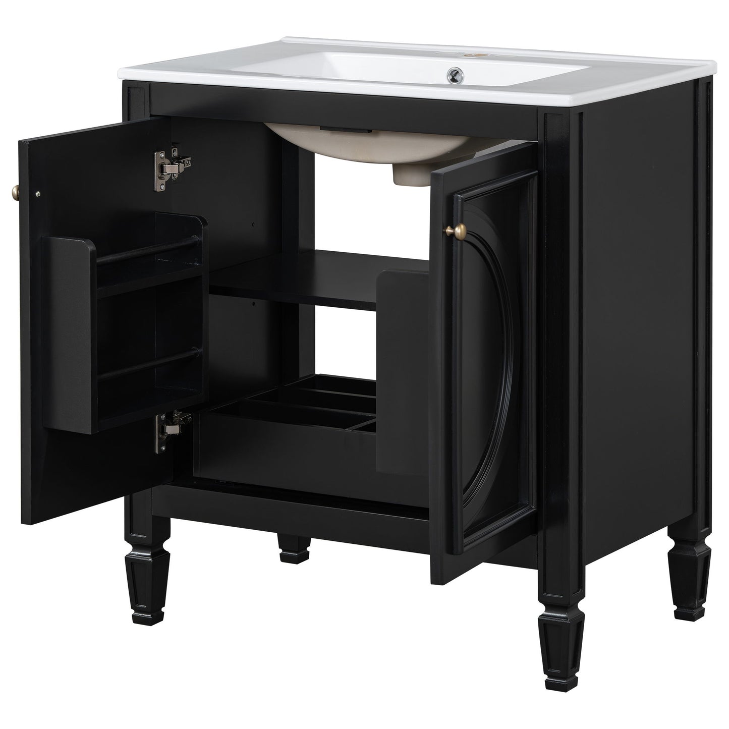 Double Sink Bathroom Vanity Set With Wall Mount Mirror Cabinet