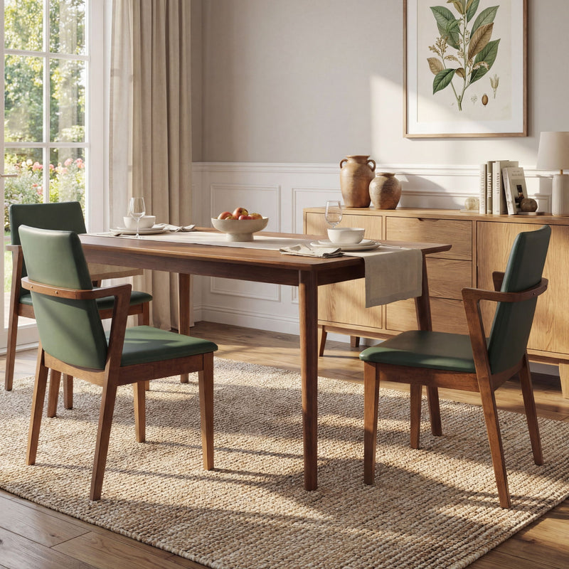 Sillas de comedor (juego de 2) - Verde / Nogal