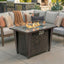 Fire Pit Table, Glass Wind Guard And Rain Cover, Lid - Brown