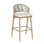 Outdoor Bar Height Metal Frame Counter Stools With Scallop Shaped Backrest & Water Resistant Cushions