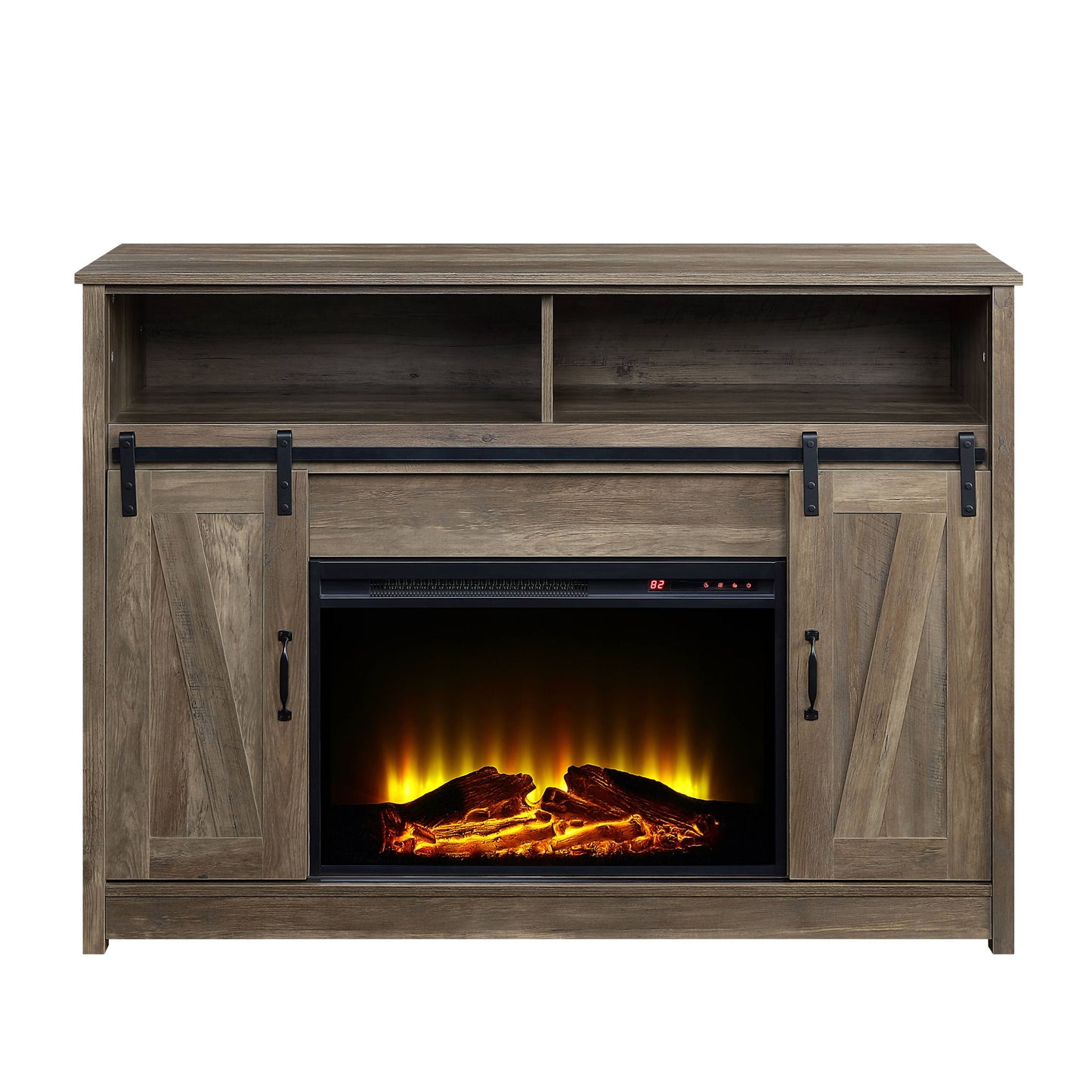 Tobias - Fireplace With Shelf Storage - Oak