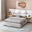Upholstered Platform Bed, 2 Outlets And USB Charging Ports On Both Sides, 2 Bedside Pillows, Storage Shelves