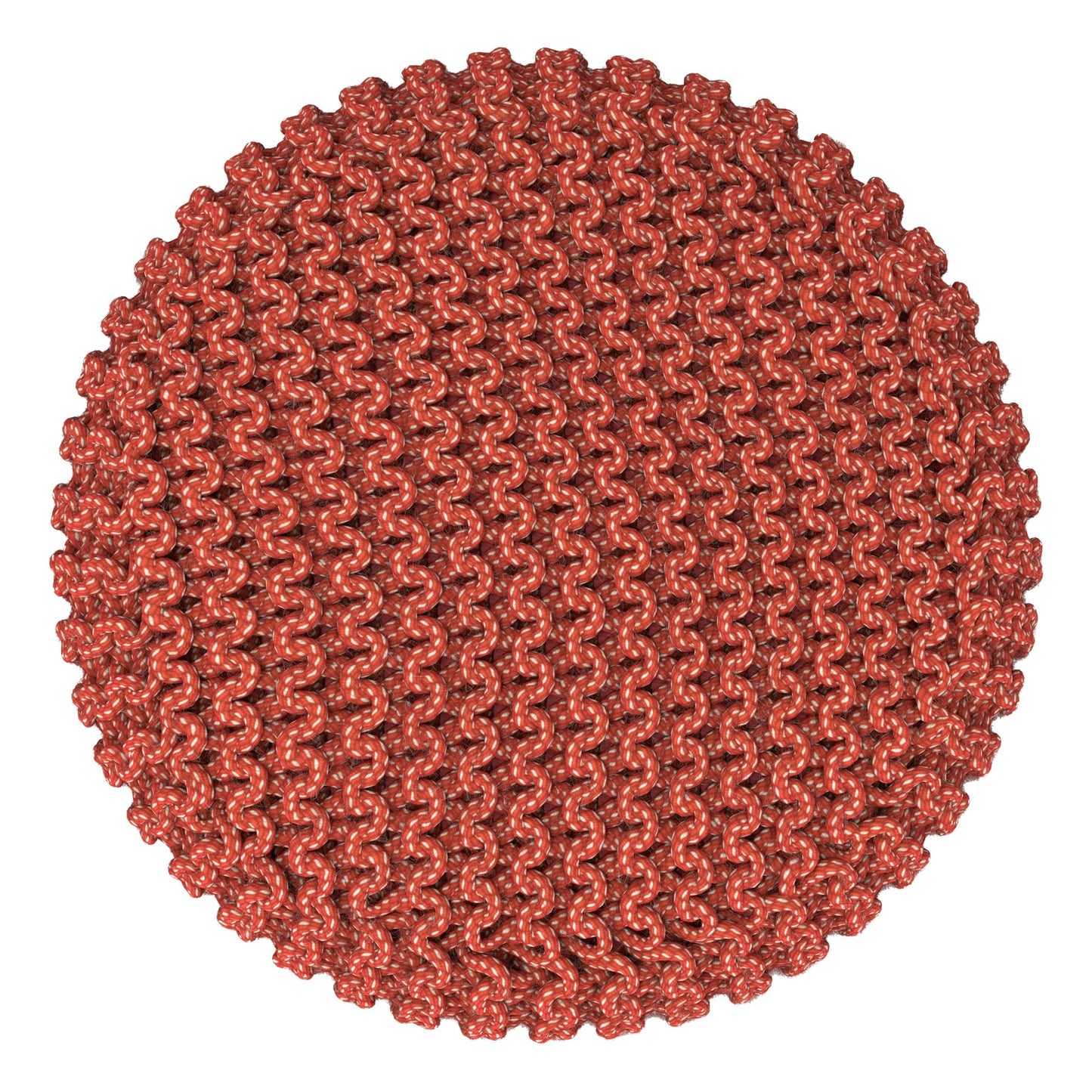 Wynne - Round Knitted Outdoor / Indoor Pouf - Orange