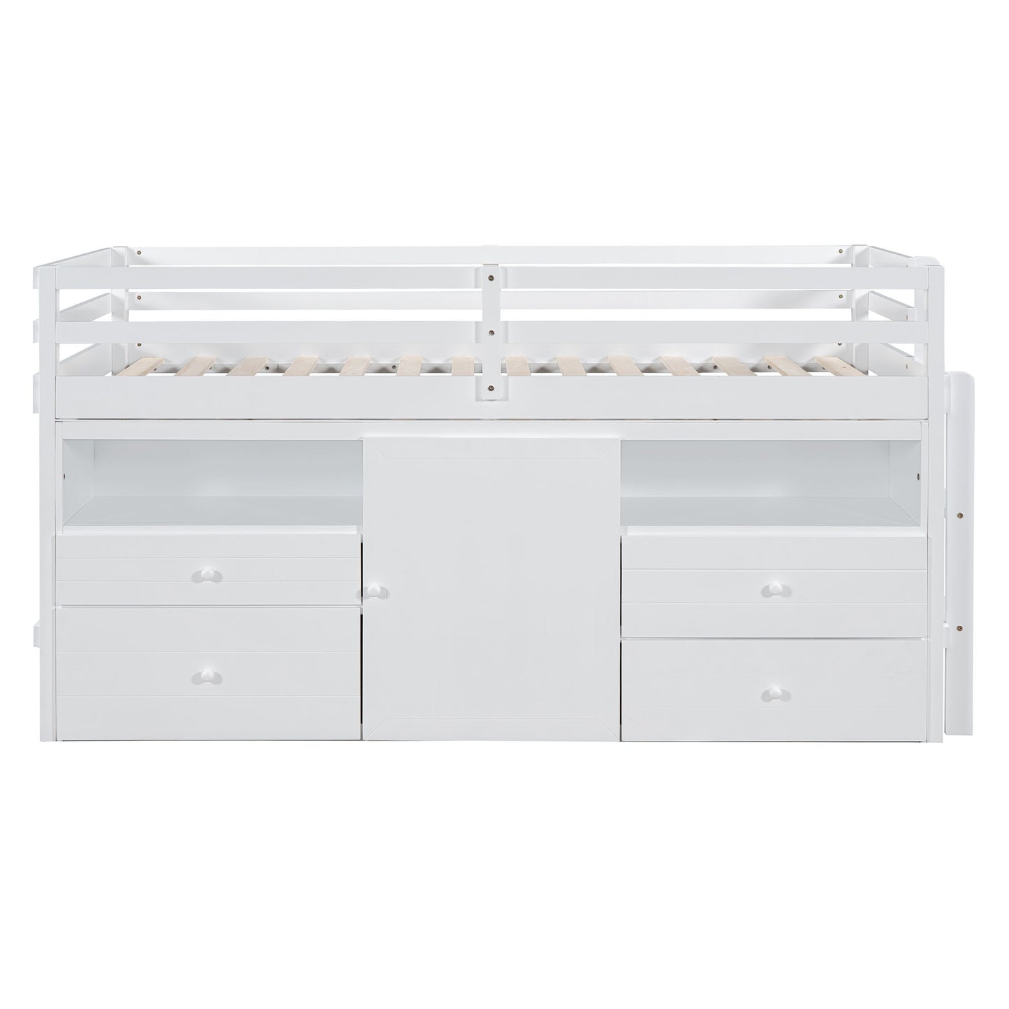 Loft Bed With 4 Drawers, Underneath Cabinet And Shelves