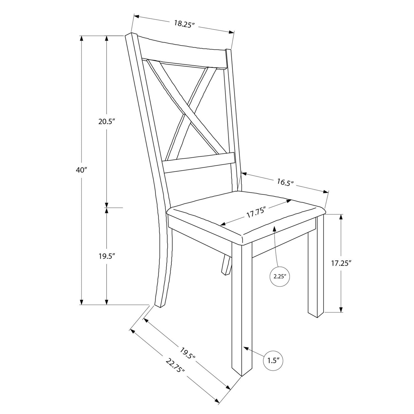 Dining Chair Side, Upholstered For Dining Room, Transitional (Set of 2)