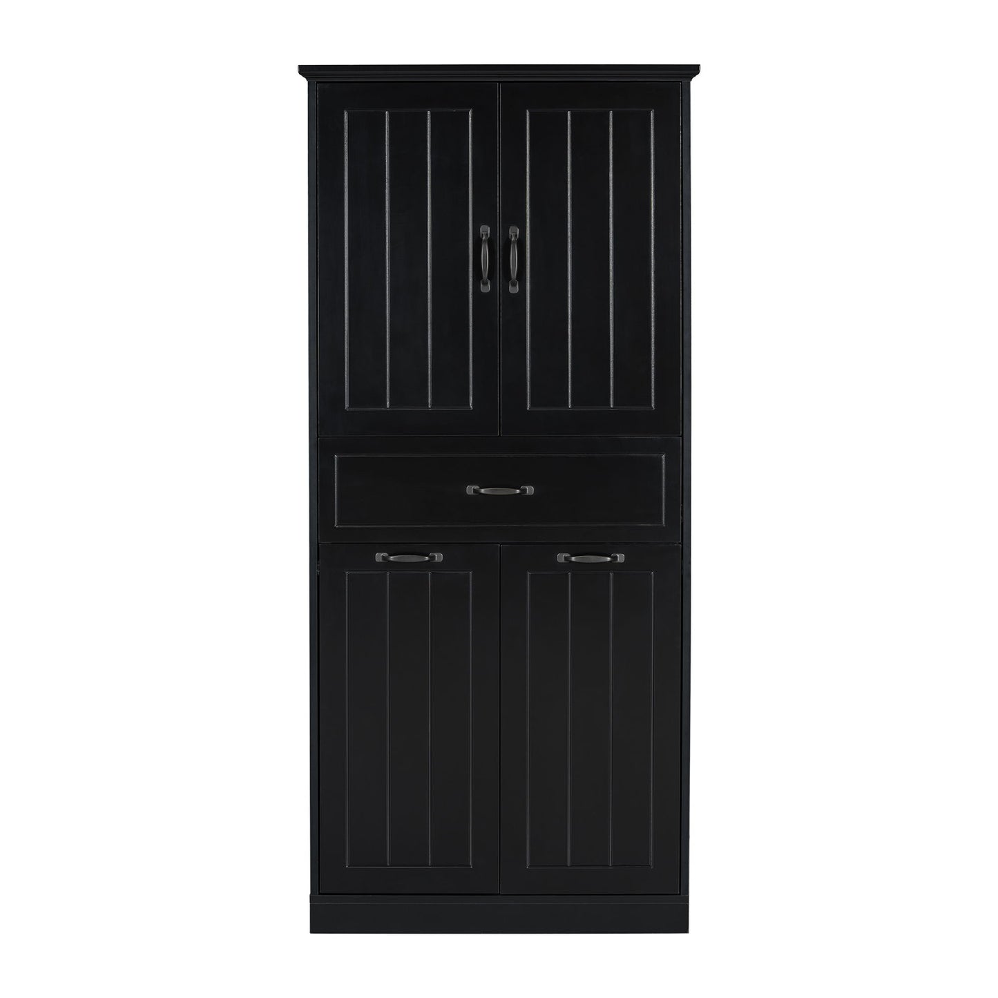 Modern Bathroom Storage Cabinet With Two Laundry Baskets, One Drawer, Adjustable Shelf