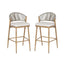 Outdoor Bar Height Metal Frame Counter Stools With Scallop Shaped Backrest & Water Resistant Cushions