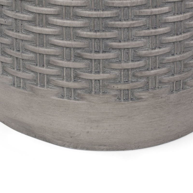 Outdoor Lightweight End Table Round Concrete Outdoor Side Table - Light Gray