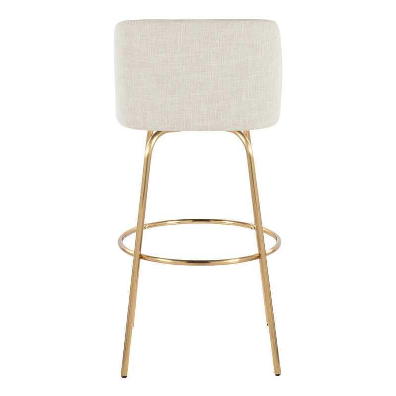 Toriano - Contemporary Fixed Height Barstool Swivel With Round Footrest (Set of 2) - Cream