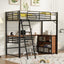 Loft Bed & 3 Layers Of Shelves And L-Shaped Desk