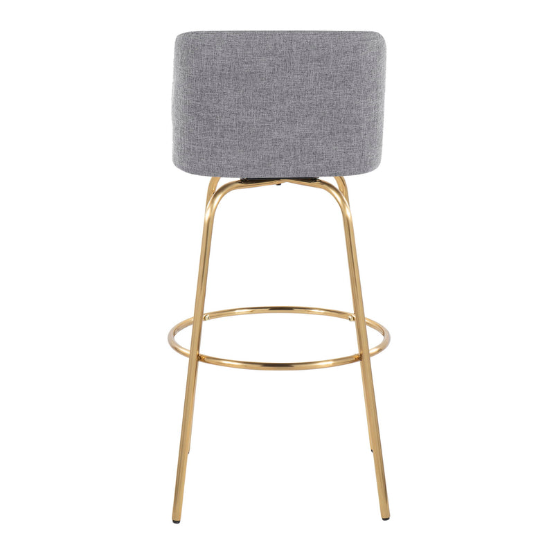 Toriano - Contemporary Fixed Height Barstool With Swivel And Round Footrest (Set of 2) - Gray