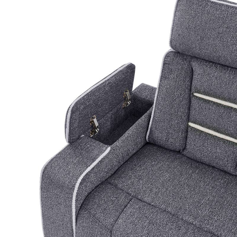 Austin - 3 Piece Reclining Sofa And Loveseat With Storage Arms - Gray