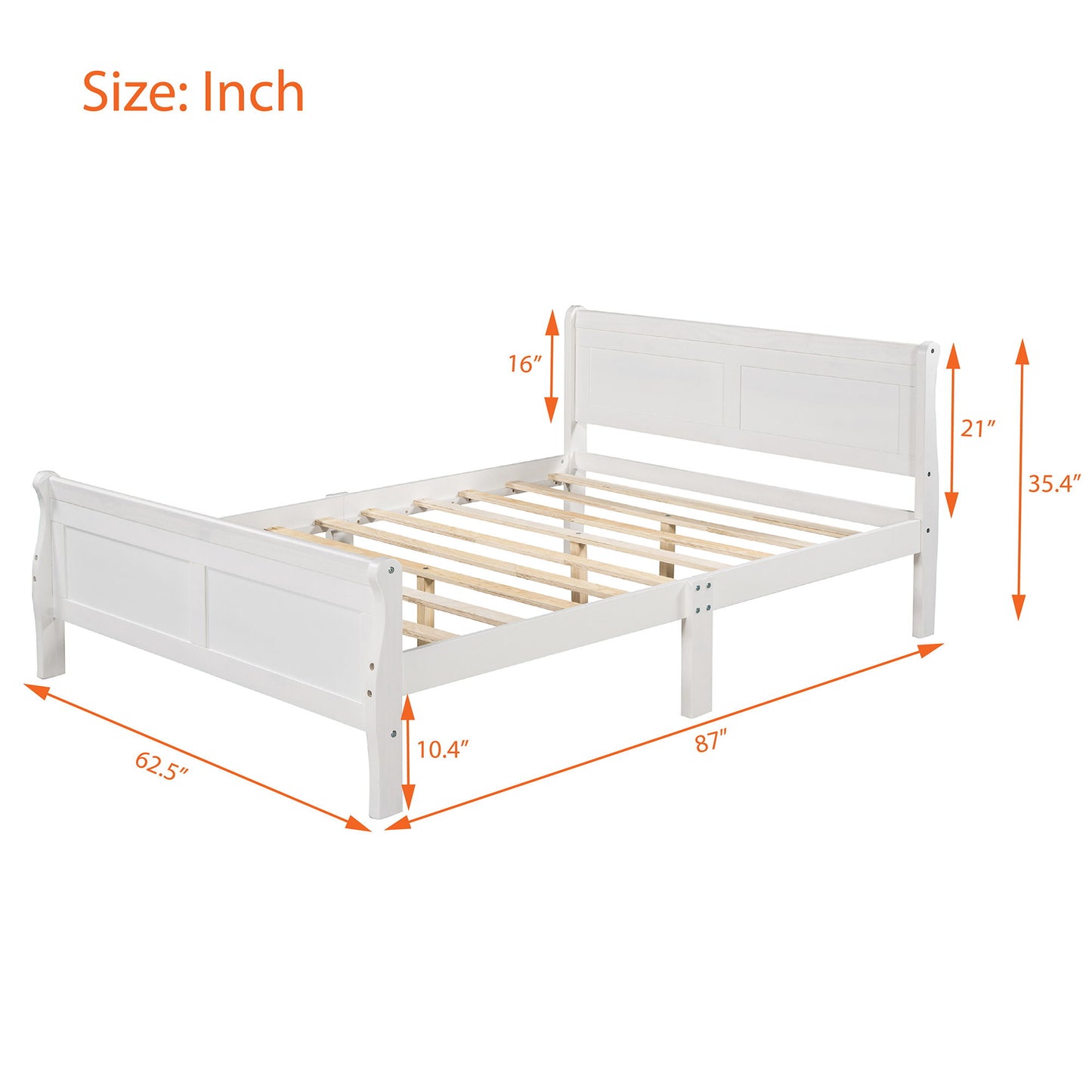 Platform Bed Frame Mattress Foundation Sleigh Bed With Headboard / Footboard / Wood Slat Suppor