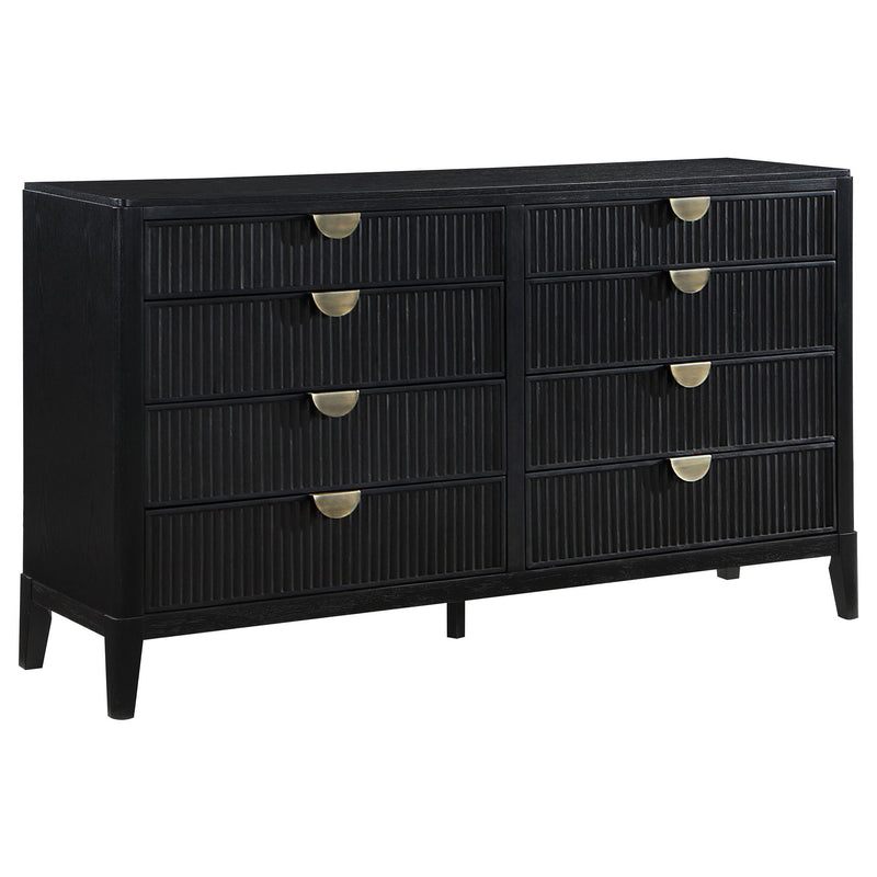 Mason - 8 Drawer Dresser With Fluted Design - Black