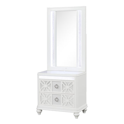 Abigale - Nightstand With Mirror Top, LED Lighting (Includes Mirror And Nightstand) - White