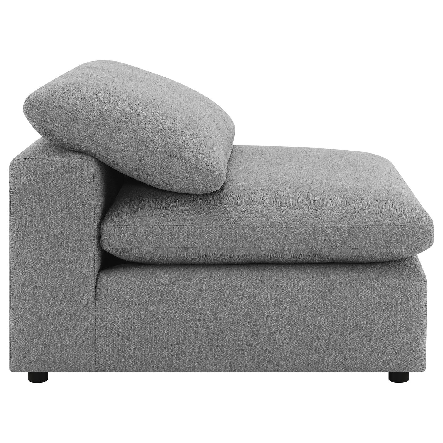 Segoura - Upholstered Armless Chair With Pillow Back, Living Room - Gray