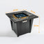 Morden Steel Fire Pit Table With Marble Tile Tabletop, Glass Wind Guard And Lid