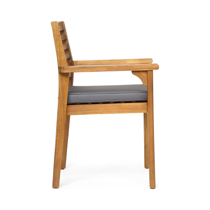 Outdoor Dining Chair With Slat Back And Acacia Wood Frame (Set of 2) - Gray