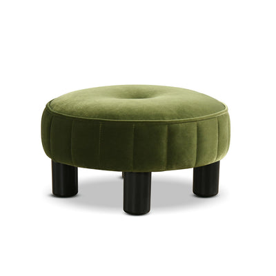 Riley - Round Footstool Ottoman - Olive Green