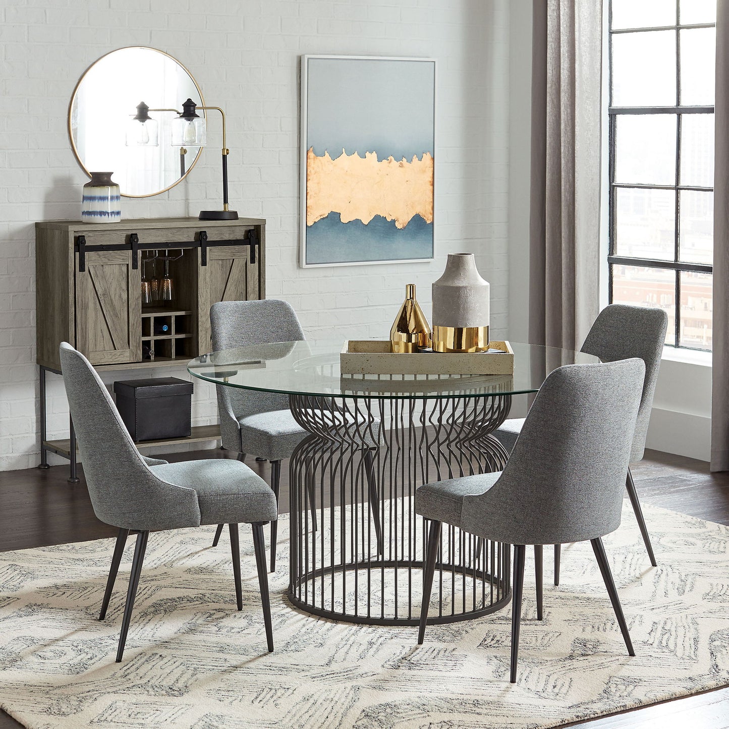 Side Chairs Upholstered With Tapered Legs (Set of 2) - Gray