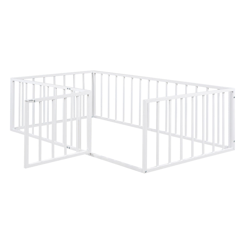Metal Floor Bed Frame With Fence And Door