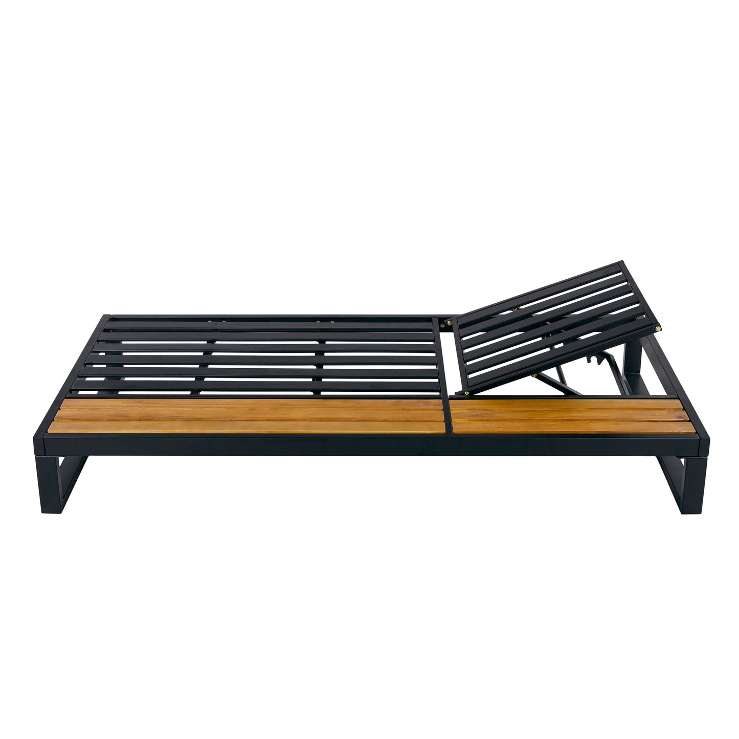 Chaise Lounge Set, 5 Position Adjustable, Flat Side Surface Storage