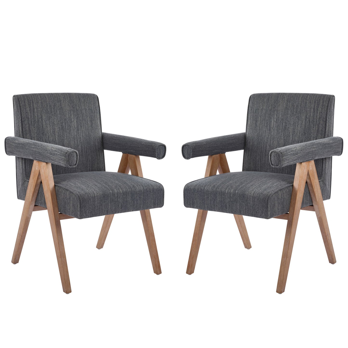 Contemporary Poppy Fabric Dining Armchair With Rubberwood Legs
