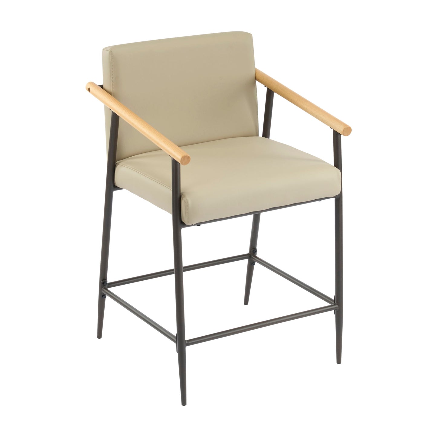 Counter Stool Set With Espresso Metal Frame - Khaki