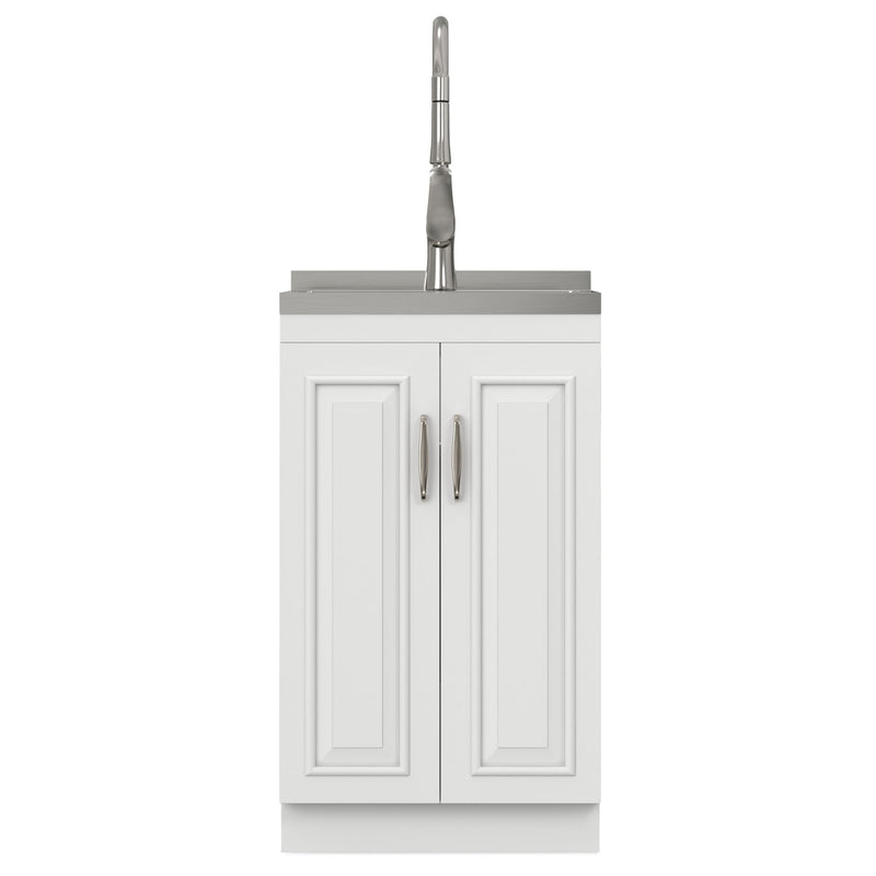 Darwin - Laundry Utility Sink And Cabinet With Sink And Pull Out Faucet - White