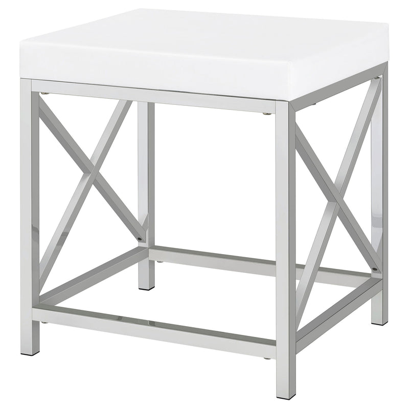 Hamlin - Makeup Vanity Table With Lighted Mirror And Padded Stool - White