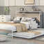 Platform Bed Frame With Trundle, USB Ports And Slat Support, No Box Spring Needed