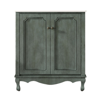 Vintage Bathroom Vanity With Ceramic Sink, Adjustable Shelves