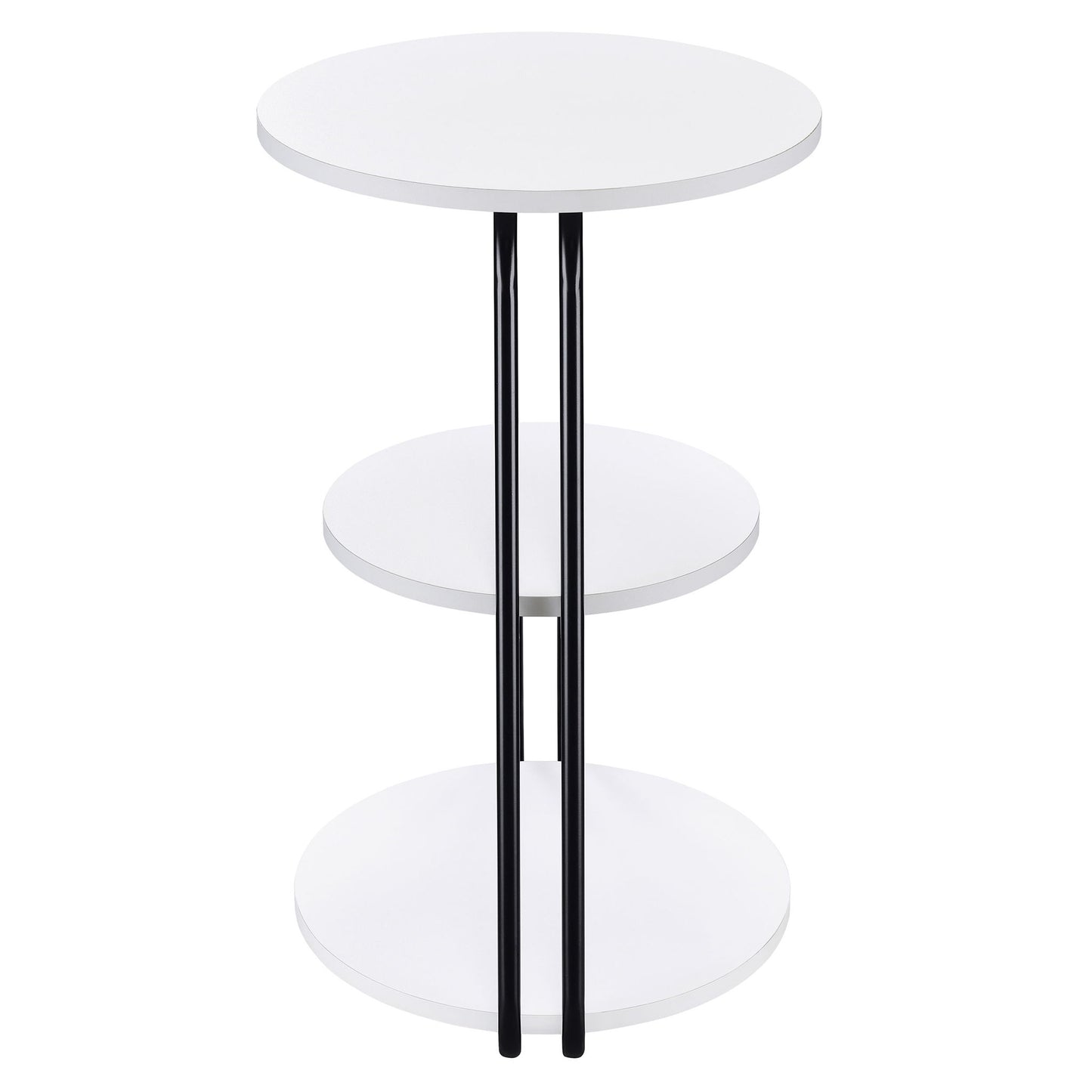 Dixon - 3 Tier Round Accent Side Table With Slim Legs - White / Black