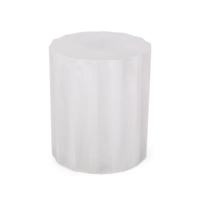 Outdoor End Table With Soft Wave Edge - Antique White