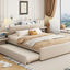 Upholstered Platform Bed With Reading Lights, Drawers, Trundle And Shelves