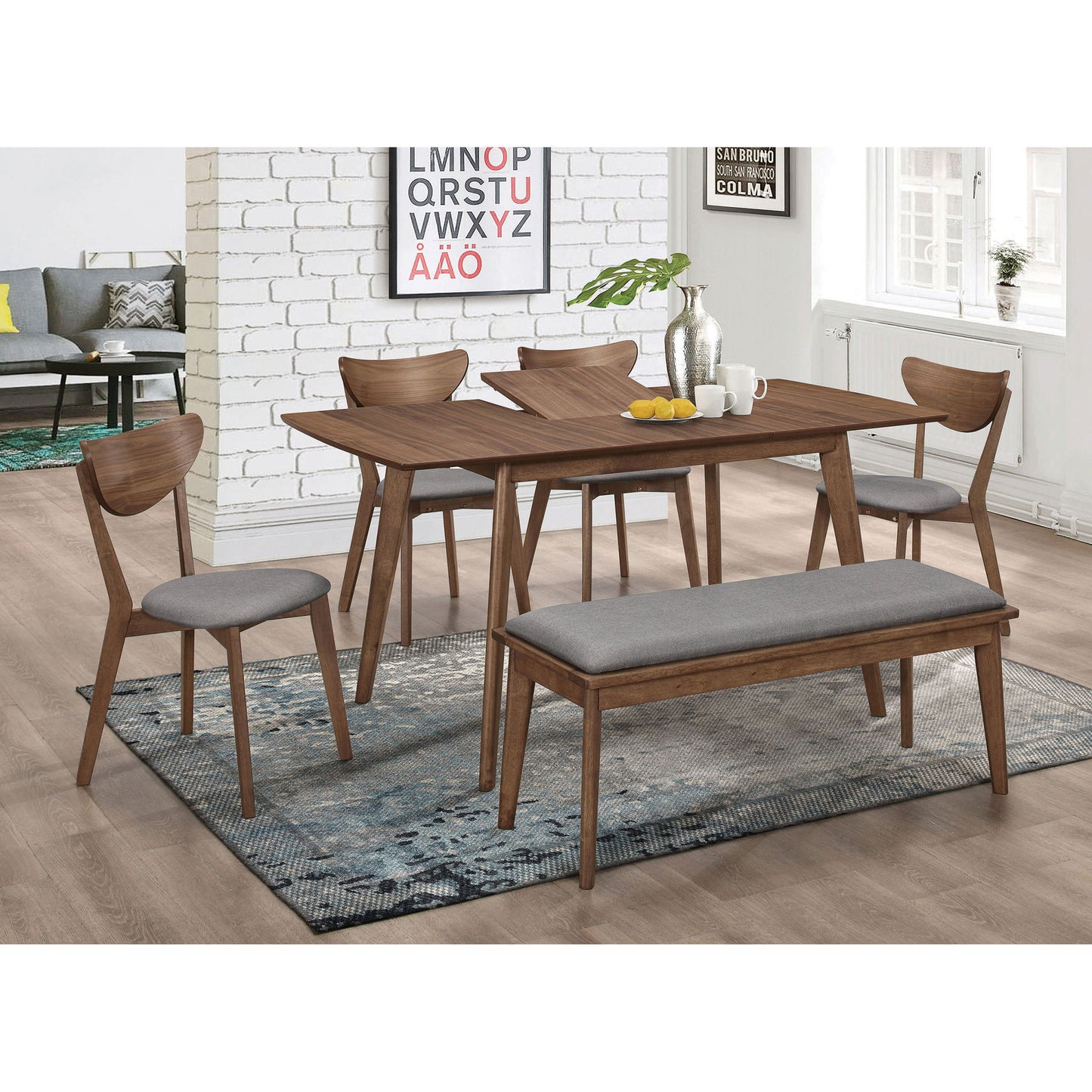 Rectangular Dining Table With Butterfly Leaf - Walnut