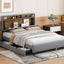 Upholstered Platform Bed With Storage Headboard, Trundle & 2 Drawers And A Set Of Sockets & USB Ports