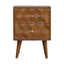 Cube Carved Bedside Table Nightstand - Chestnut