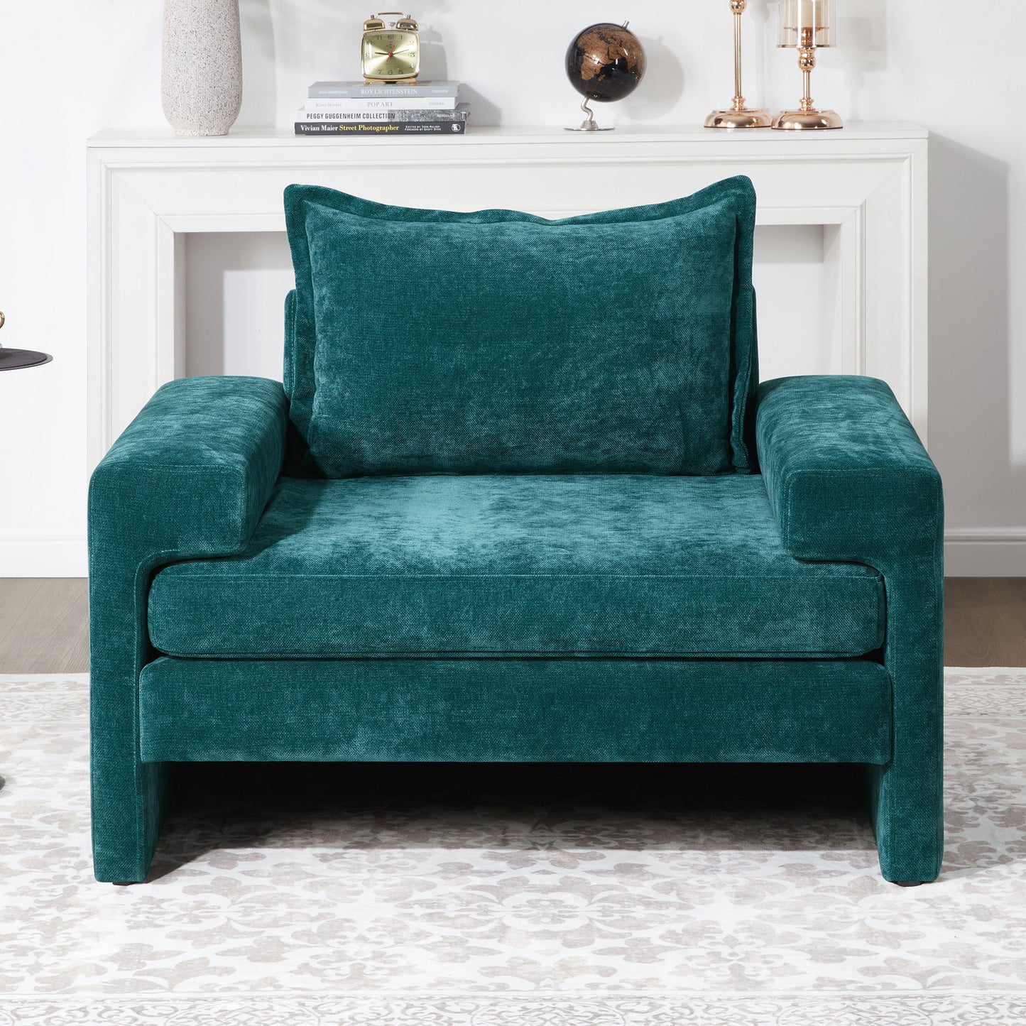 Upholstered Accent Chair With Wide Armrests And Ergonomic Back Support