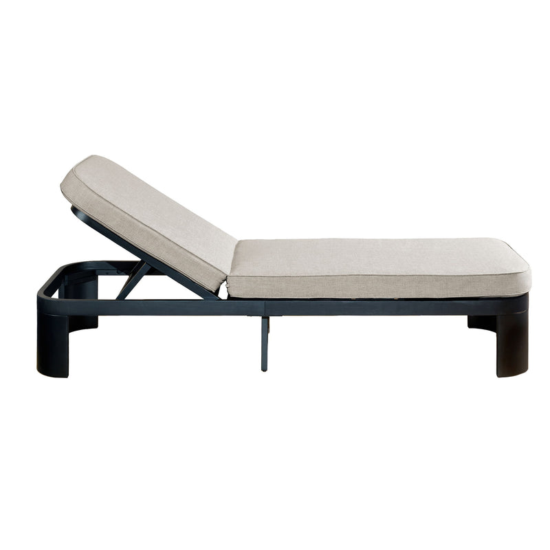 Outdoor Chaise Lounge With Cushion, 5 Position Adjustable Backrest
