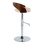 Grotto - Mid Century Modern Adjustable Height Barstool, Swivel With Straight T Footrest (Set of 2)